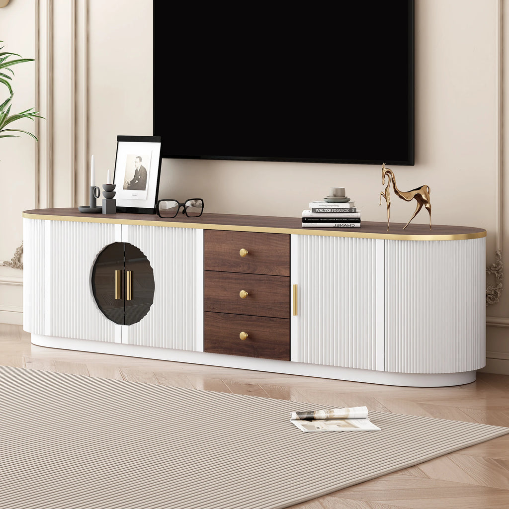 Modern Minimalist Living Room TV Stand for TVs 65 Inches and up Entertainment Center with 3 Drawers and 1 Shelf