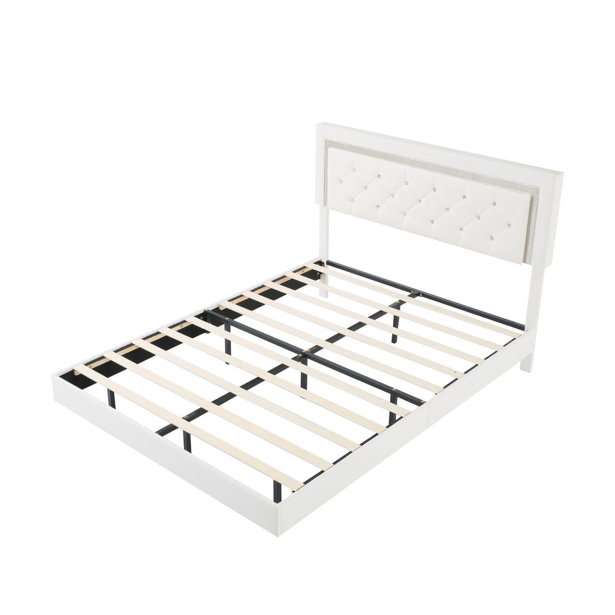 Crystal-Tufted LED Platform Bed