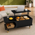 Wood Lift Top Coffee Table with Hidden Compartment and Large Storage Shelf, Lift Tabletop Dining Center Table for Home Living Ro