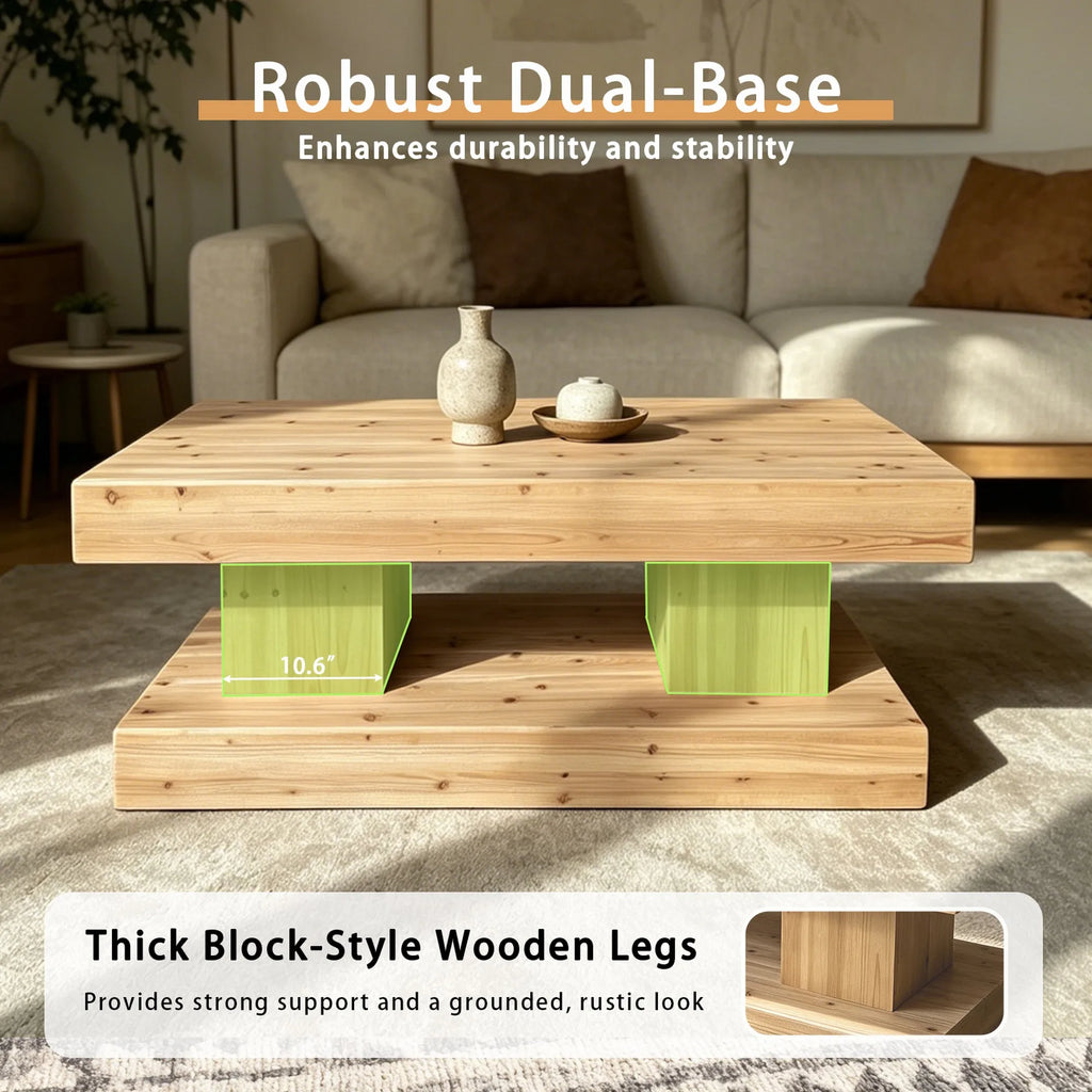47.24 InchNatural Solid Wood Coffee Table elevate your living room with crafted from premium natural wood with visible grain and