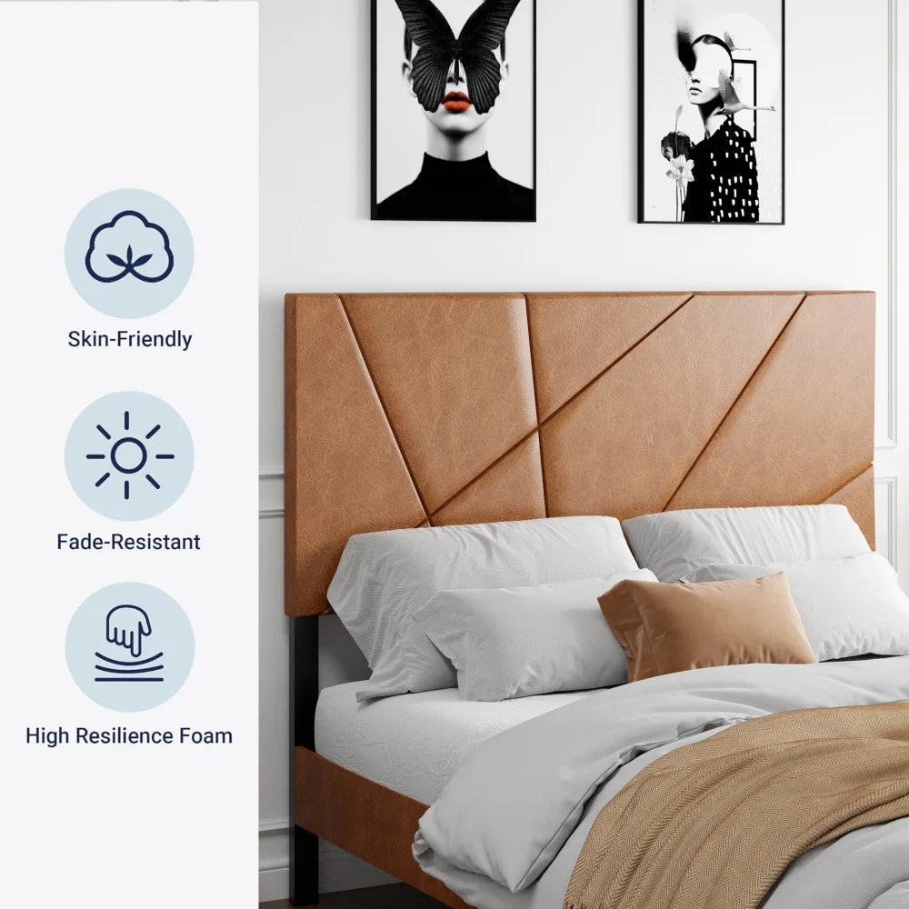 Geometric Upholstered Platform Bed