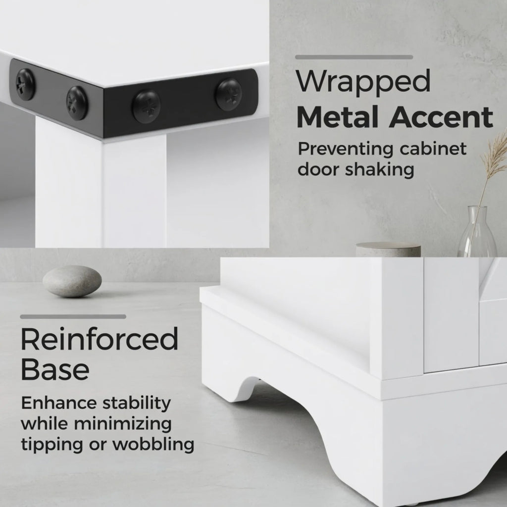 Set Of 2 16 White Farmhouse Nightstand With Charging Station Storage