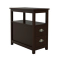 End Table Narrow Nightstand With Two Drawers and Open Shelf-Brown