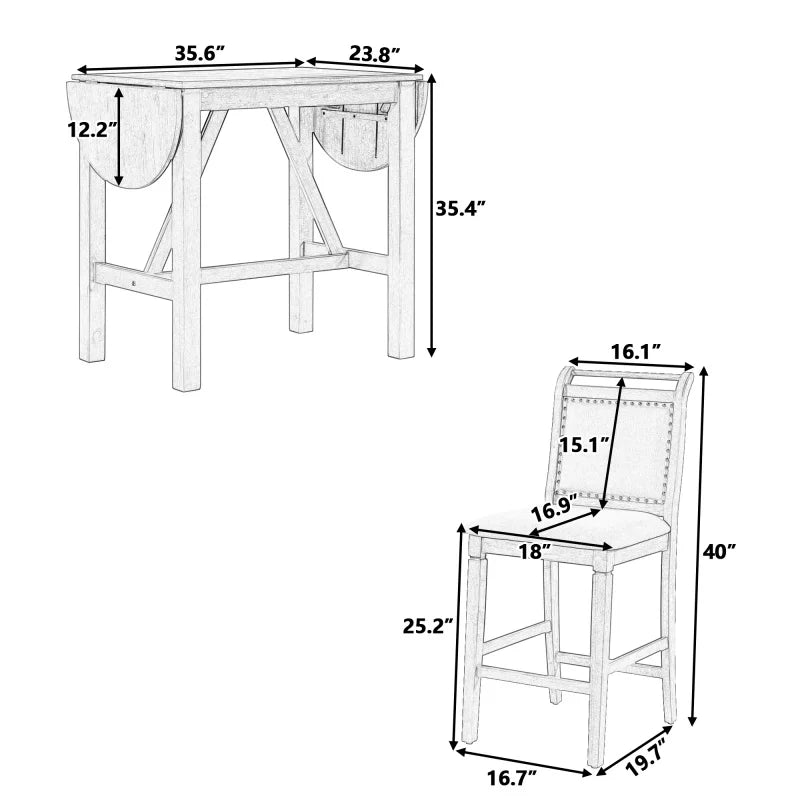 Elowen 3-Piece Counter-Height Dining Set