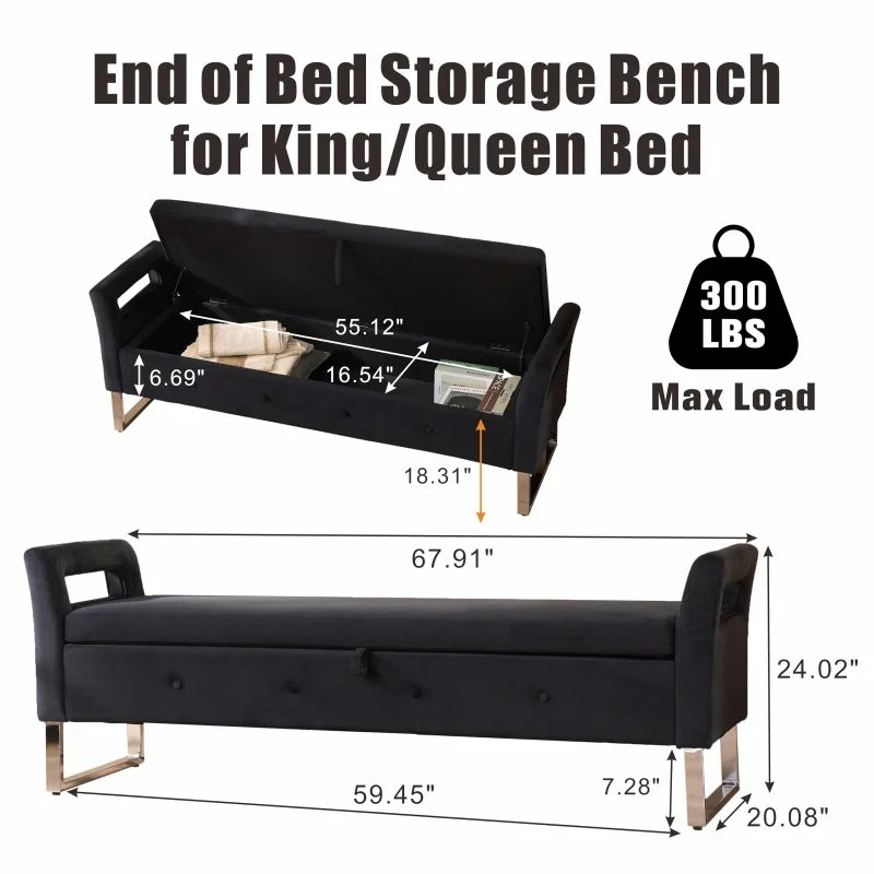 Elvarenae Celestine Velvet Storage Bench