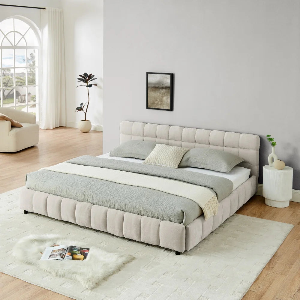 Channel-Tufted Storage Bed