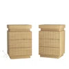 Natural Nightstand Set of 2 Fluted Wave Panel Bedside Table with Charging Station and LED Lights
