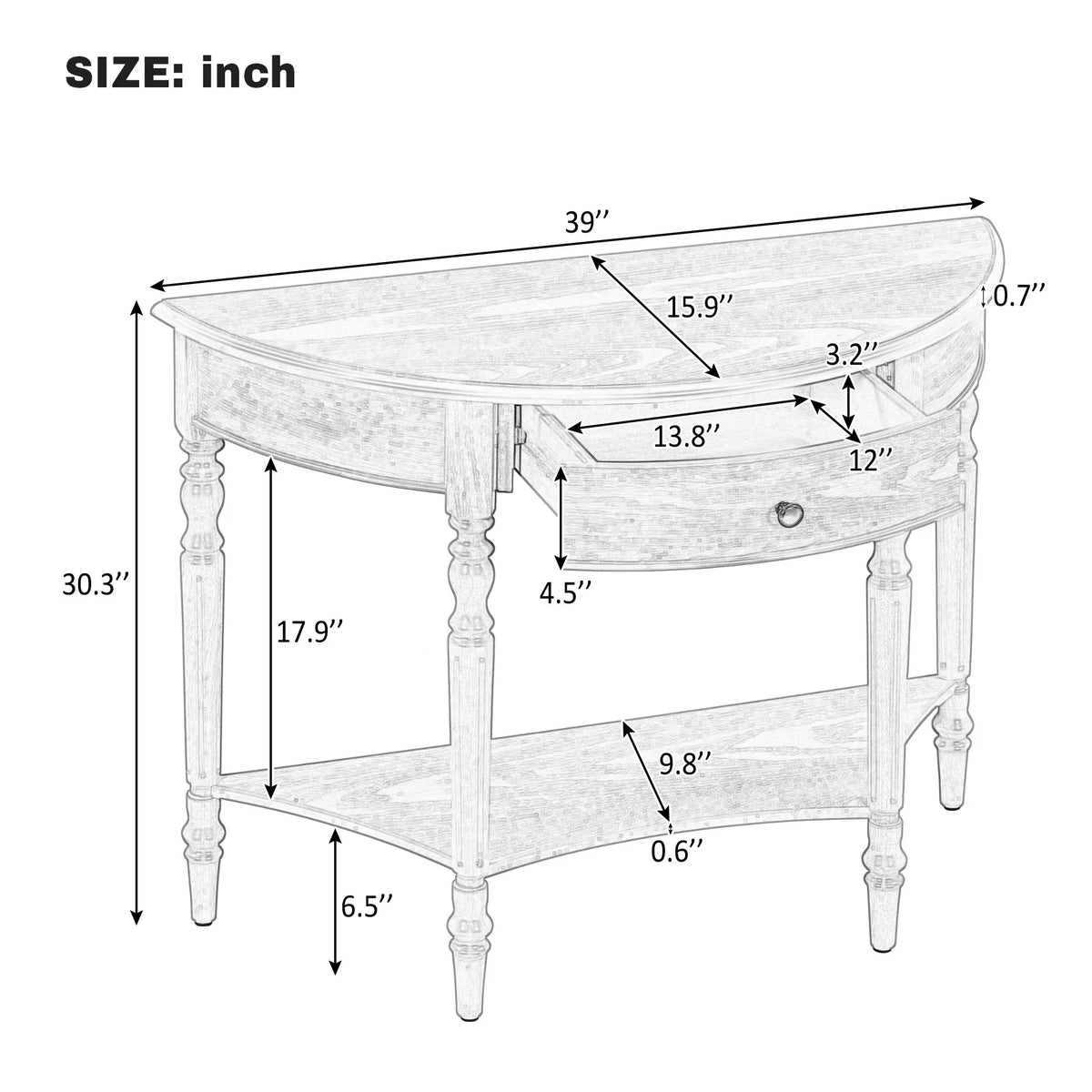 Noelle Half-Moon Console Table