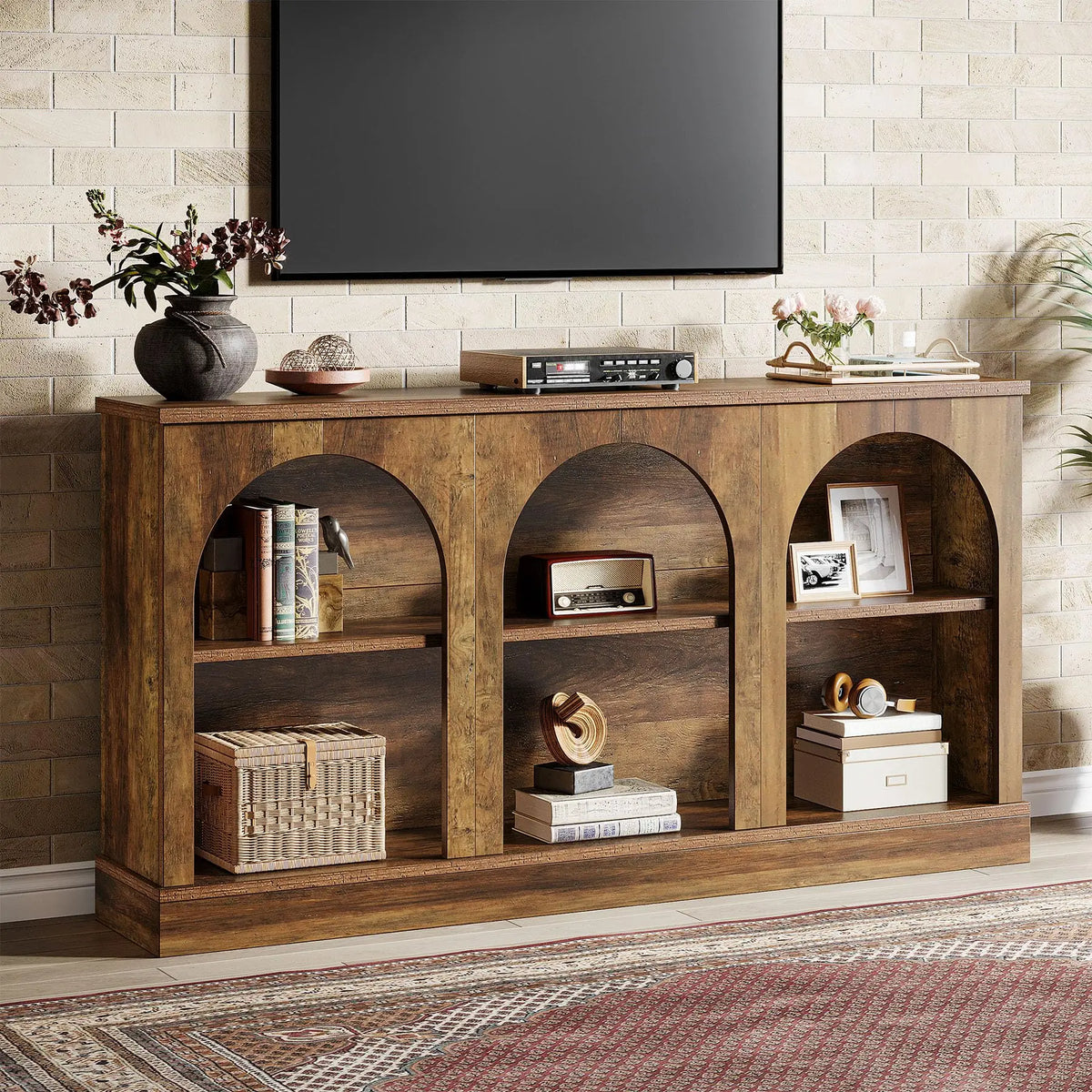 TV Consoles for Living Room, Television Stand for 55/60/65 Inch TV, Farmhouse Media Entertainment Center Stand