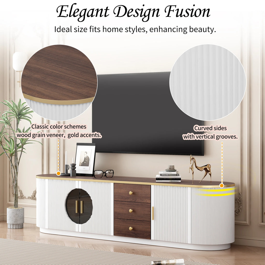 Modern Minimalist Living Room TV Stand for TVs 65 Inches and up Entertainment Center with 3 Drawers and 1 Shelf