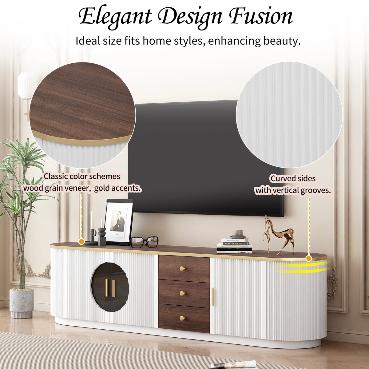 Modern Minimalist Living Room TV Stand for TVs 65 Inches and up Entertainment Center with 3 Drawers and 1 Shelf