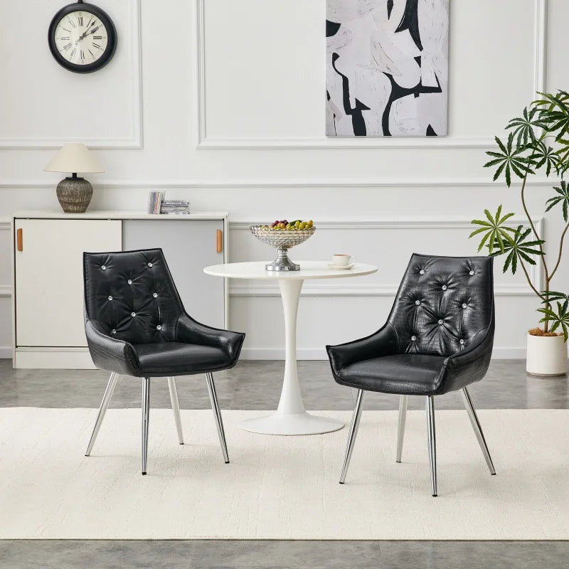 Noelle Crocodile-Pattern Dining Chairs – Set of 2
