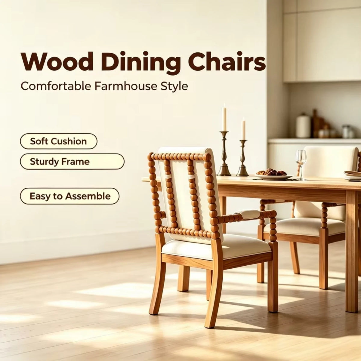 Elodie Solid Wood Dining Chairs – Set of 2
