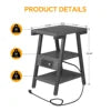 Small Side Tables with Lucky 7 Metal Shape, End Table with Charging Station, 3-Tier Nightstand with Outlets and USB Ports