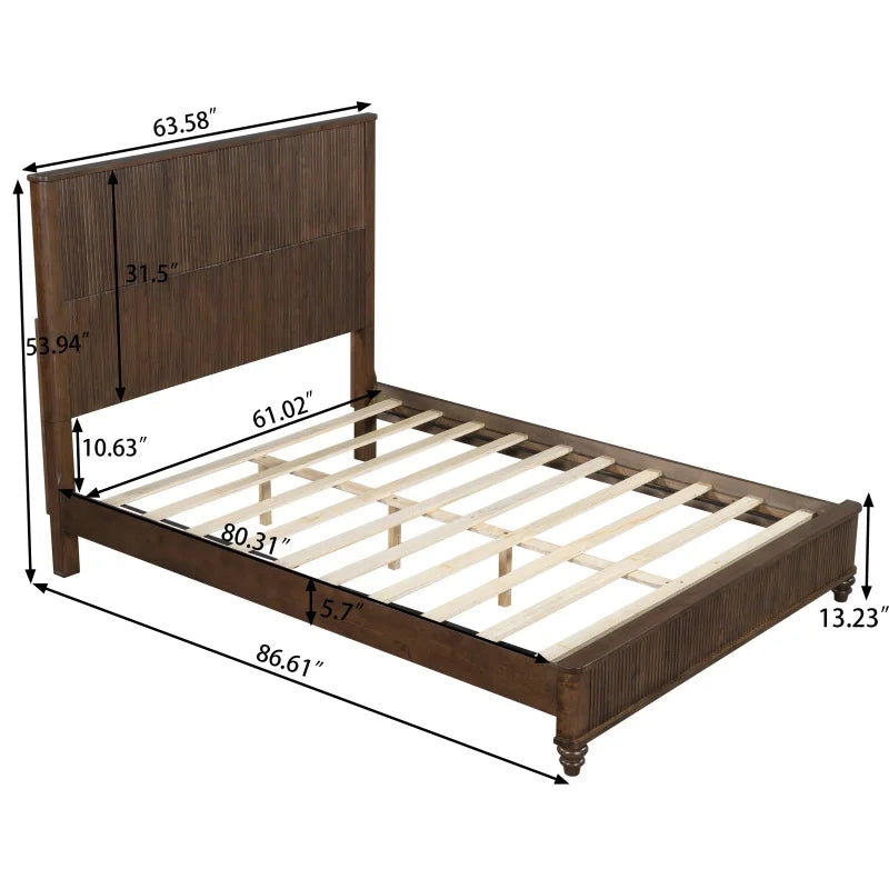 Fluted Wood Platform Bed