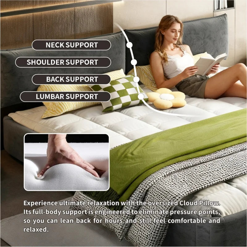 Adjustable-Headboard Chenille Bed