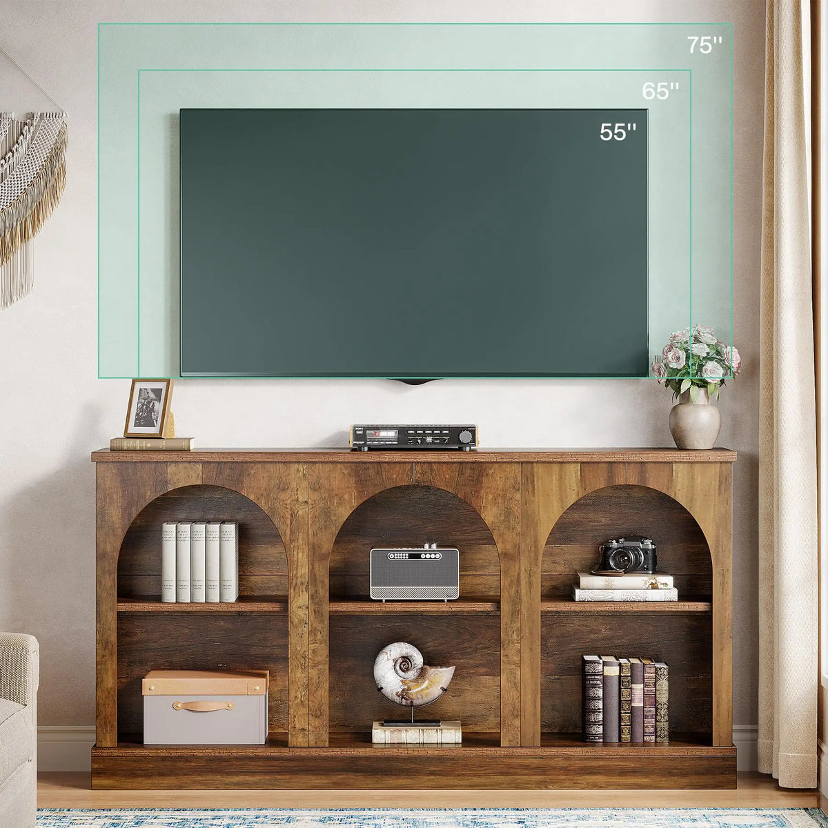 TV Consoles for Living Room, Television Stand for 55/60/65 Inch TV, Farmhouse Media Entertainment Center Stand