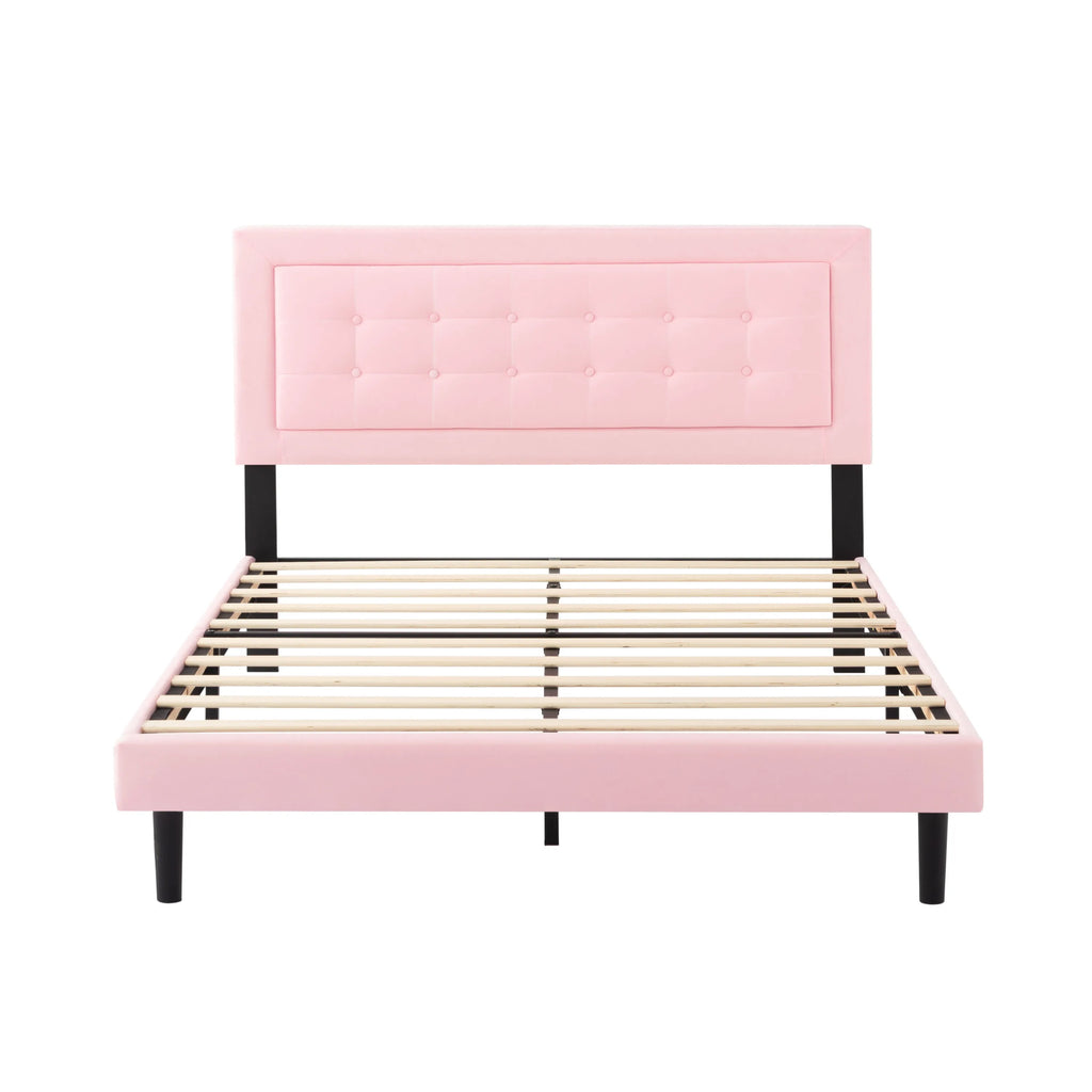 Blush Tufted Platform Bed