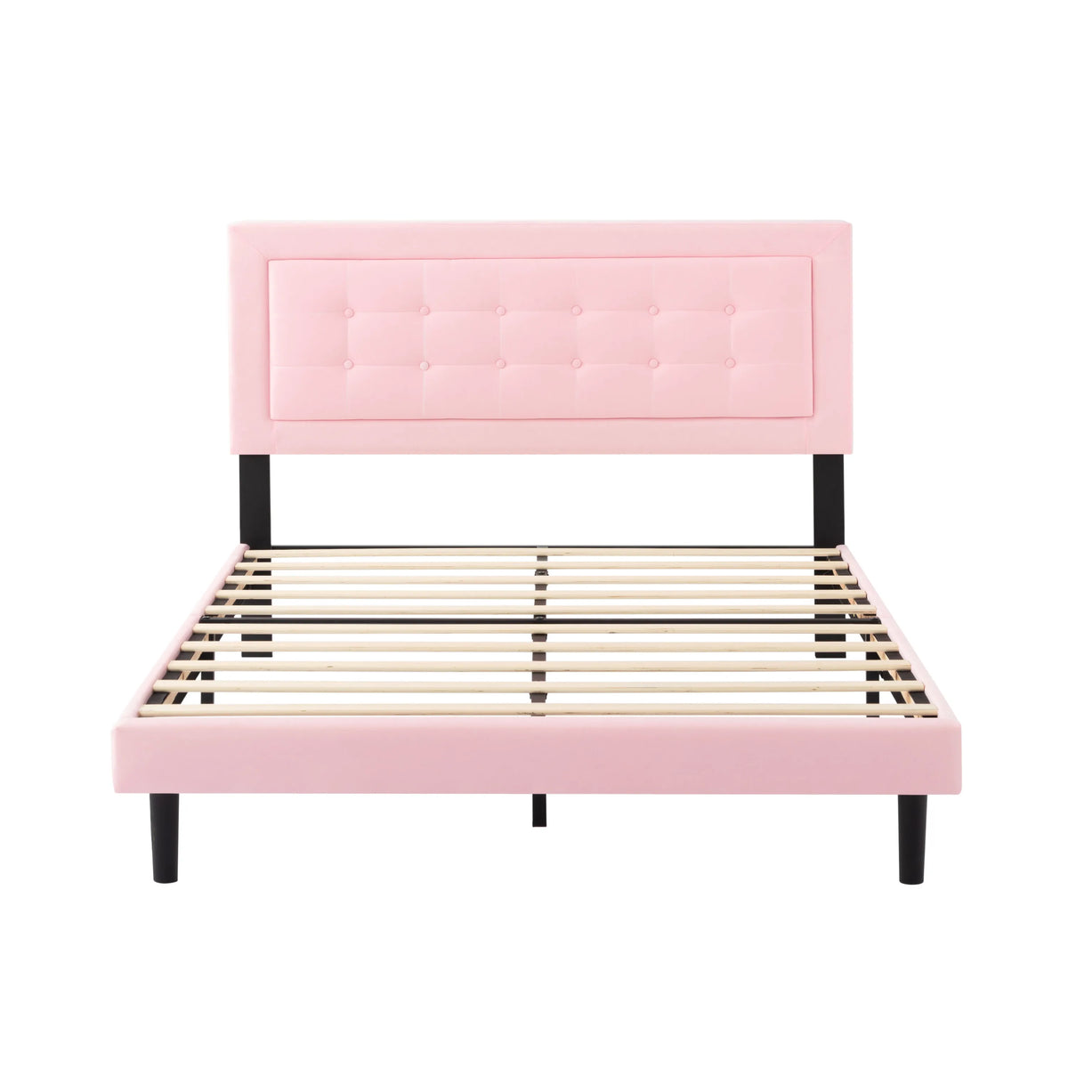 Blush Tufted Platform Bed