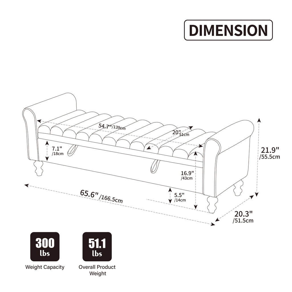 Elvarenae Estelle Rolled-Arm Storage Bench