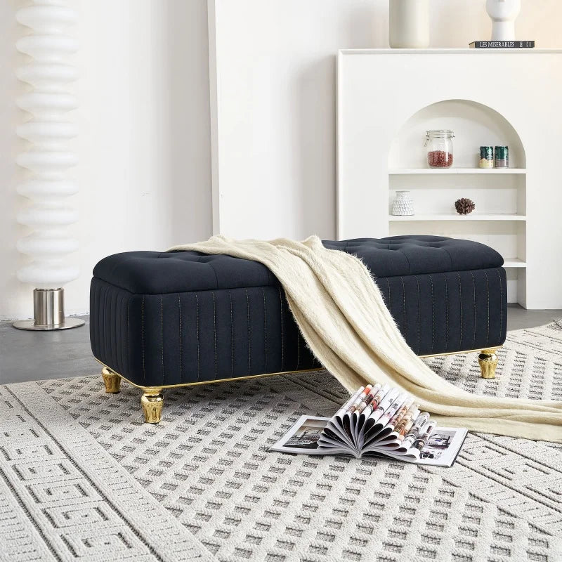 Elvarenae Dorelle Velvet Storage Ottoman