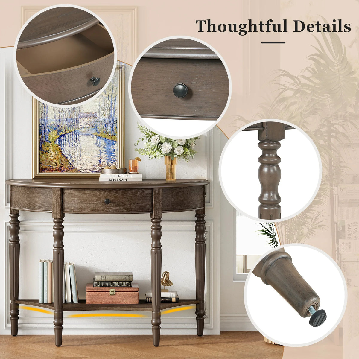 Noelle Half-Moon Console Table