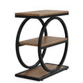 Tribesigns Side End Table with 3 Storage Shelves, Industrial Sofa Table with Round Metal Frame for Living Room