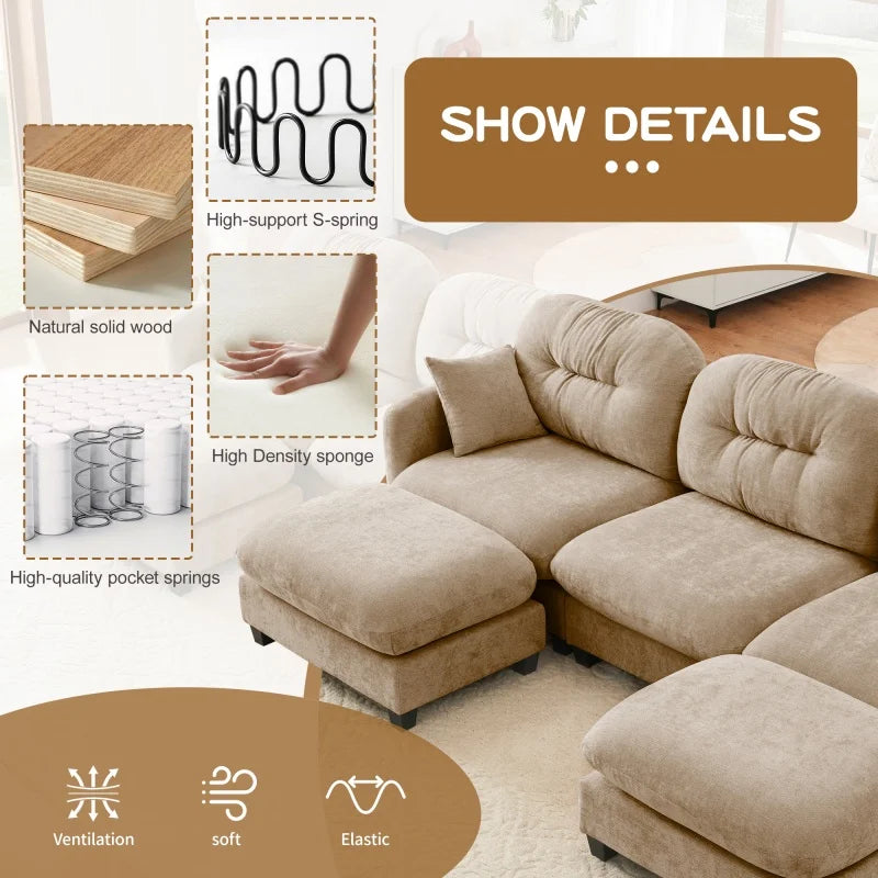 Aviana Chenille Modular Sectional with Ottoman