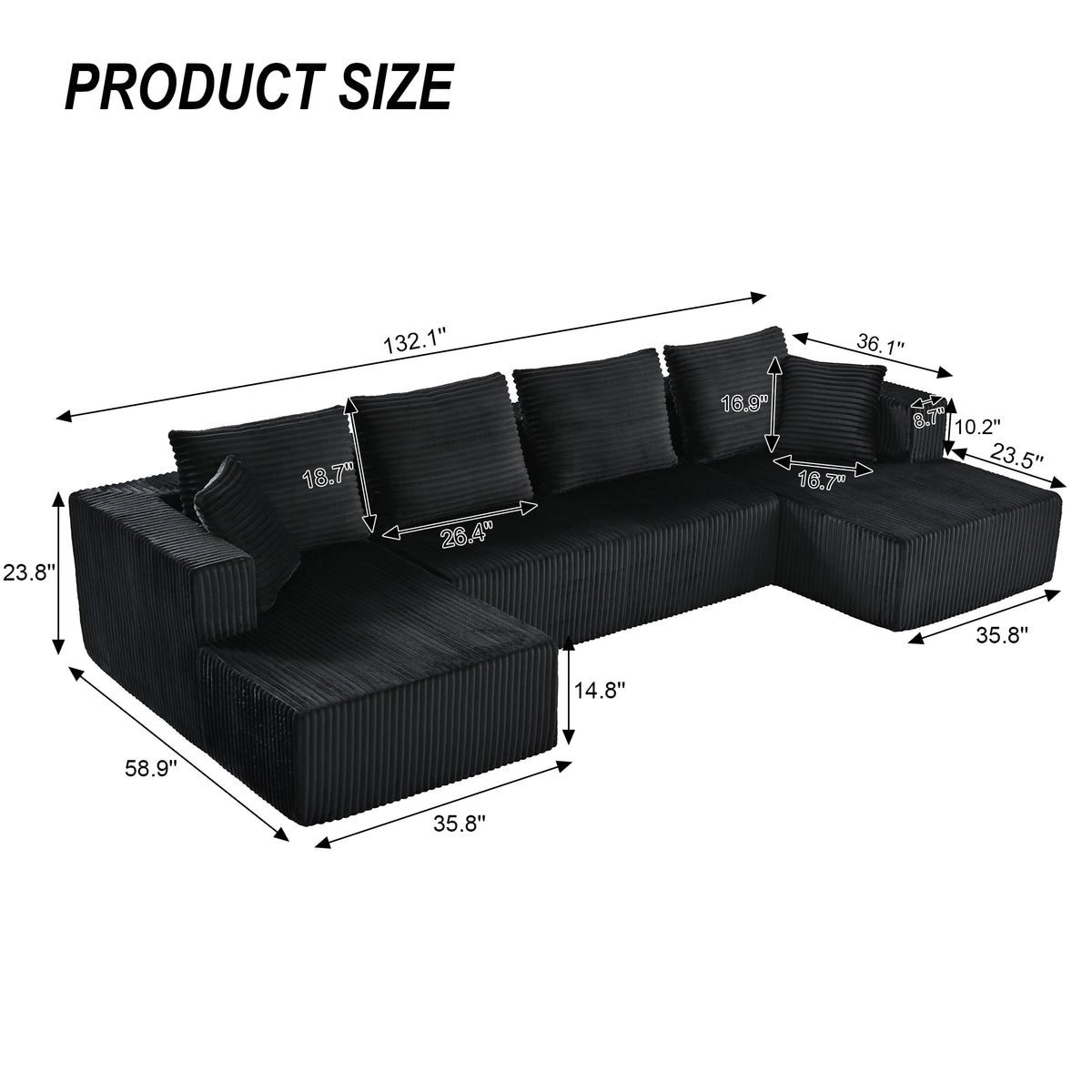 Vesper Corduroy U-Shaped Sectional