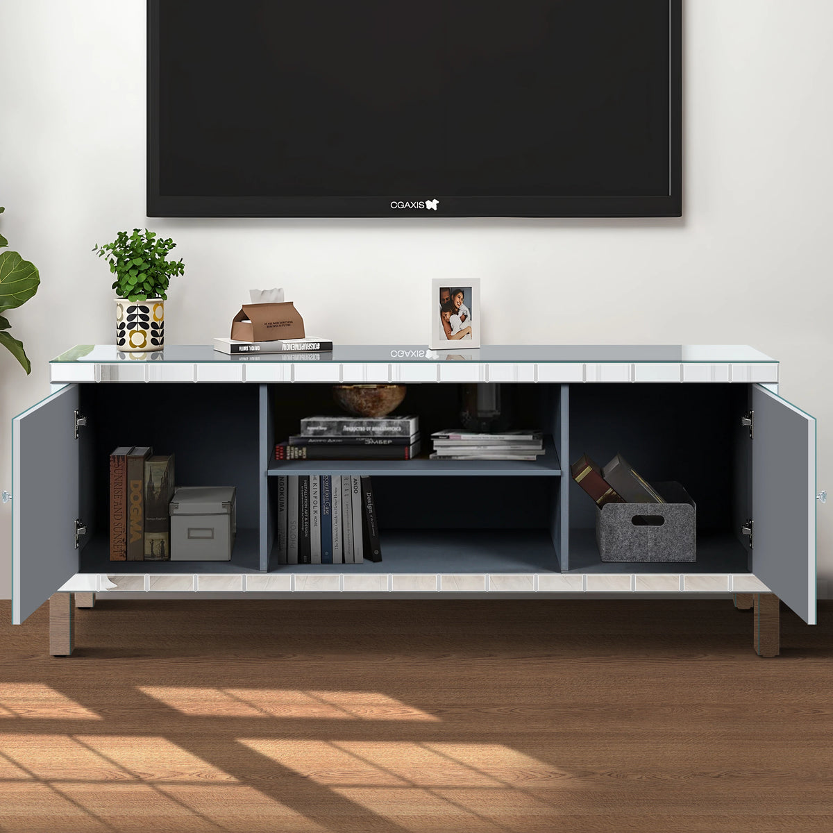Mirrored Diamond TV Console