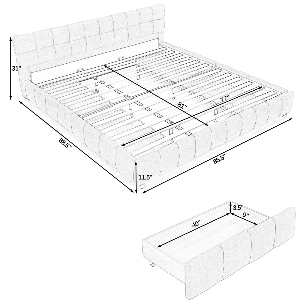 Channel-Tufted Storage Bed