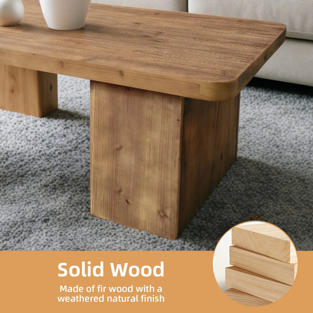 This coffee table with walnut color crafted from selected natural solid wood ,retaining natural wood grain,warm and rustic wood