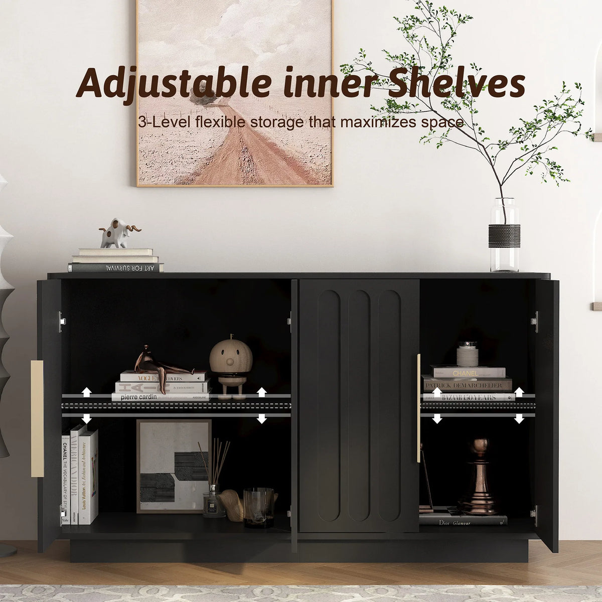 Caldera Fluted Sideboard — Black