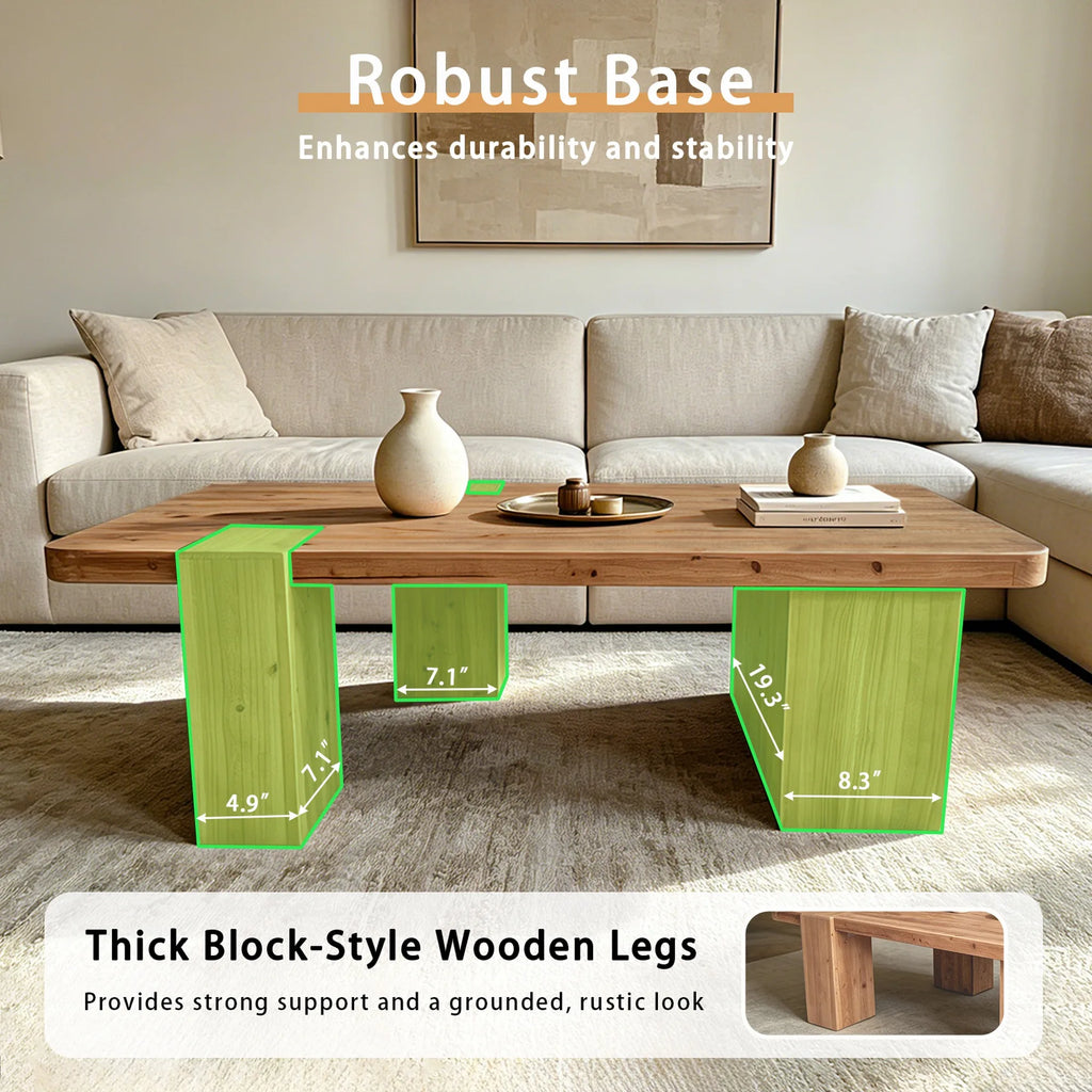 This coffee table with walnut color crafted from selected natural solid wood ,retaining natural wood grain,warm and rustic wood