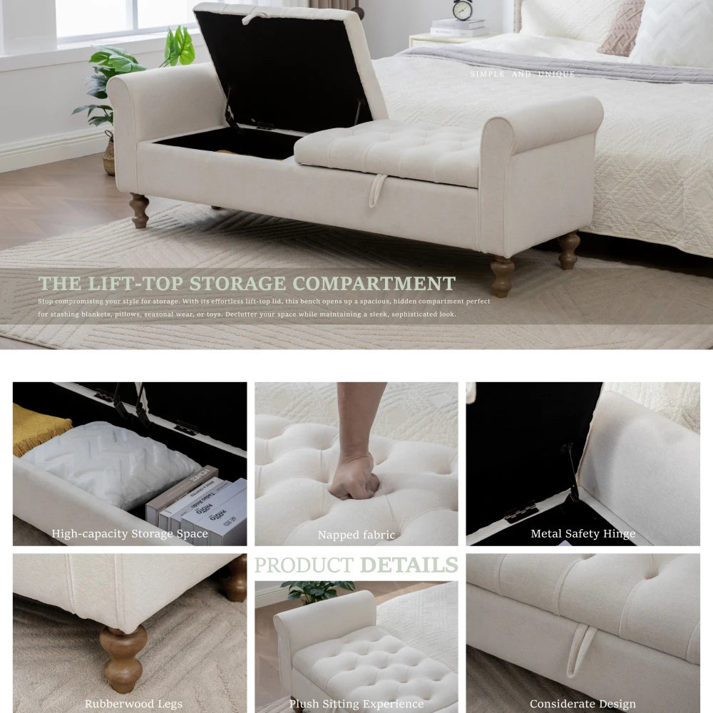 Elvarenae Estelle Rolled-Arm Storage Bench