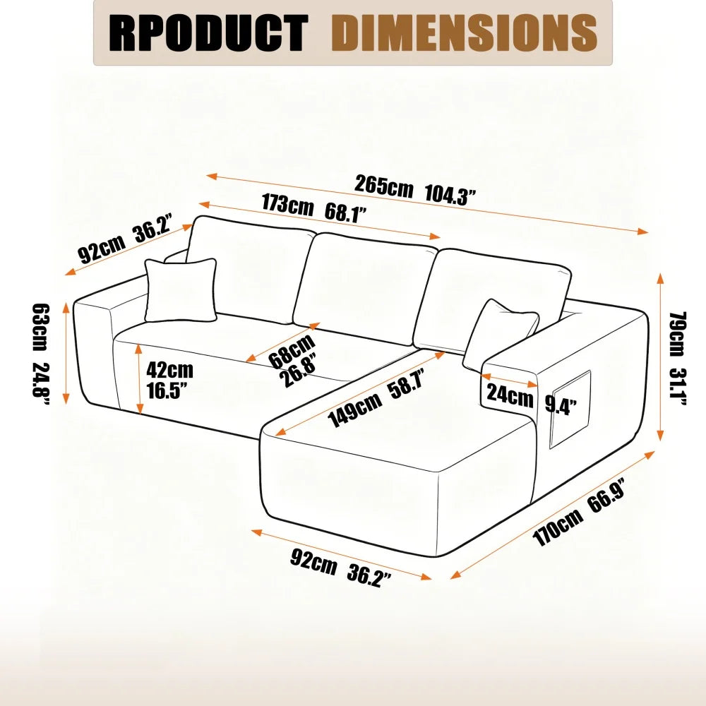 Kael Corduroy Boneless Sectional