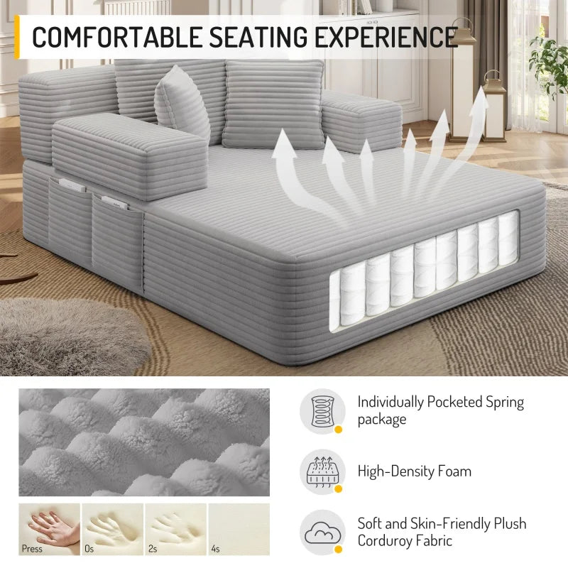 Lyra Corduroy Convertible Chaise