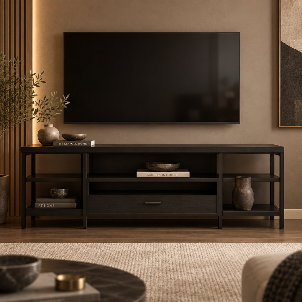 Industrial Black TV Console