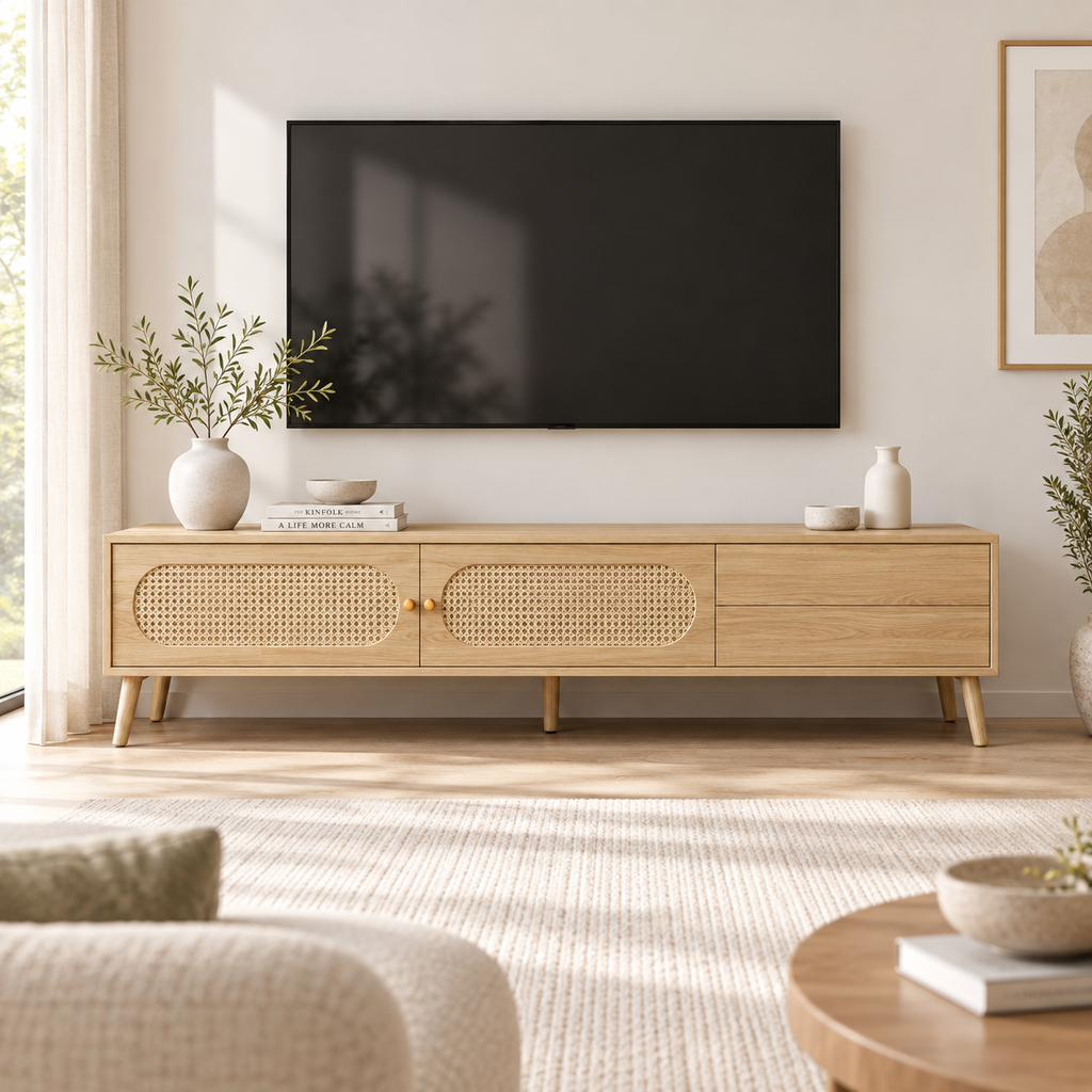 Natural Cane TV Console