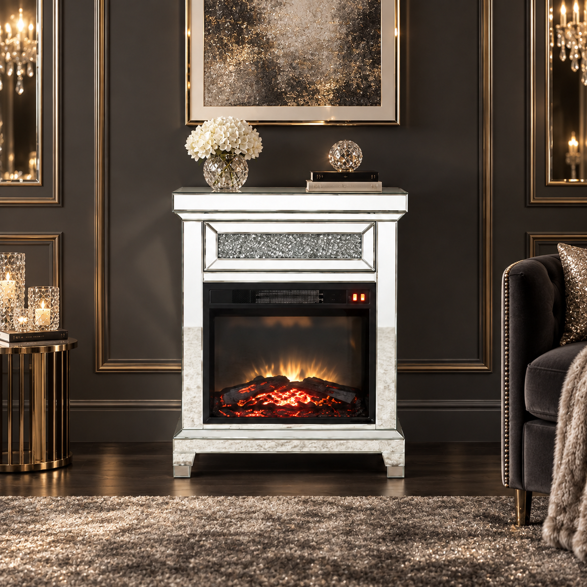 Petite Silver Fireplace Mantel