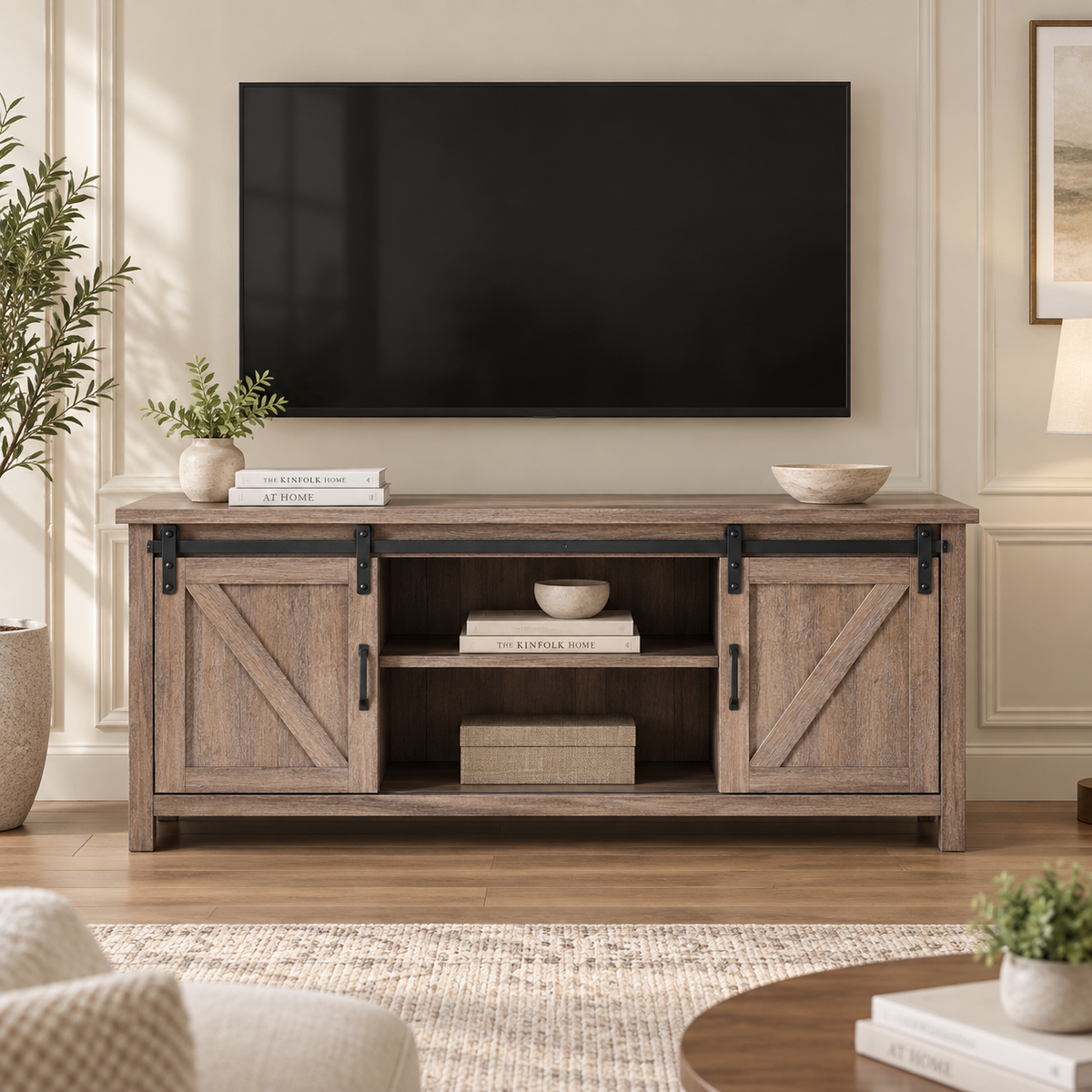 Rustic Barn Door TV Console