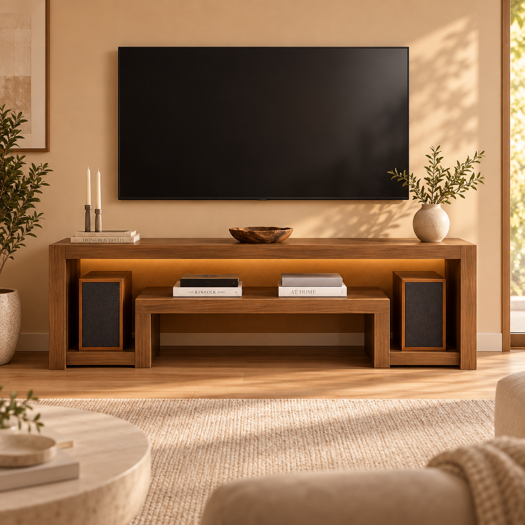 Rustic Walnut TV Console