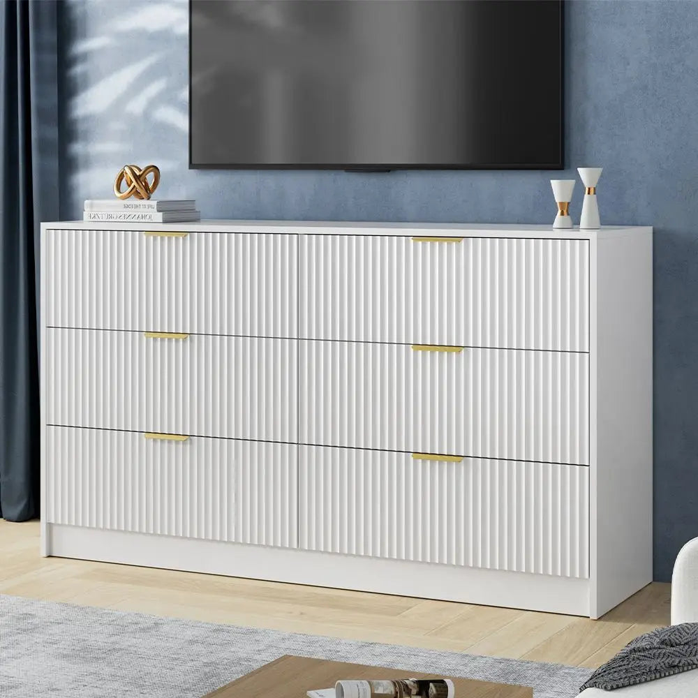 Plinth Fluted Six-Drawer Dresser