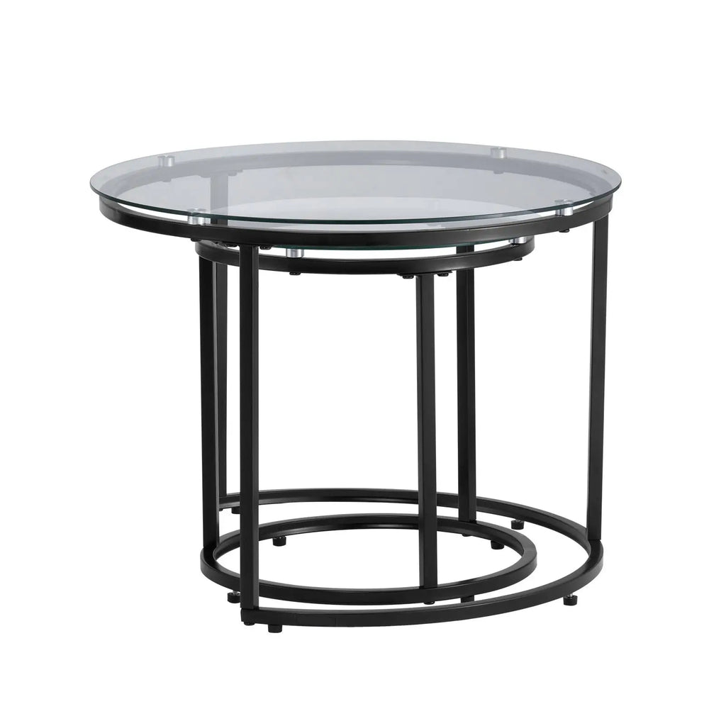 Modern Nesting Coffee Table Set of 2 23.6 in Glass Tea Tables for Small Spaces Elegant End Side Night Stand