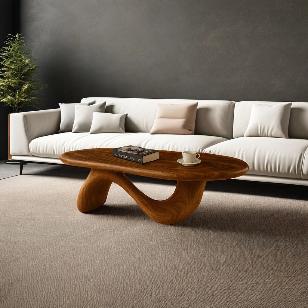 Wholesale Handmade Natural Wood Coffee Table Durable Japandi Wabi-Sabi Decor Organic Modern Live Edge