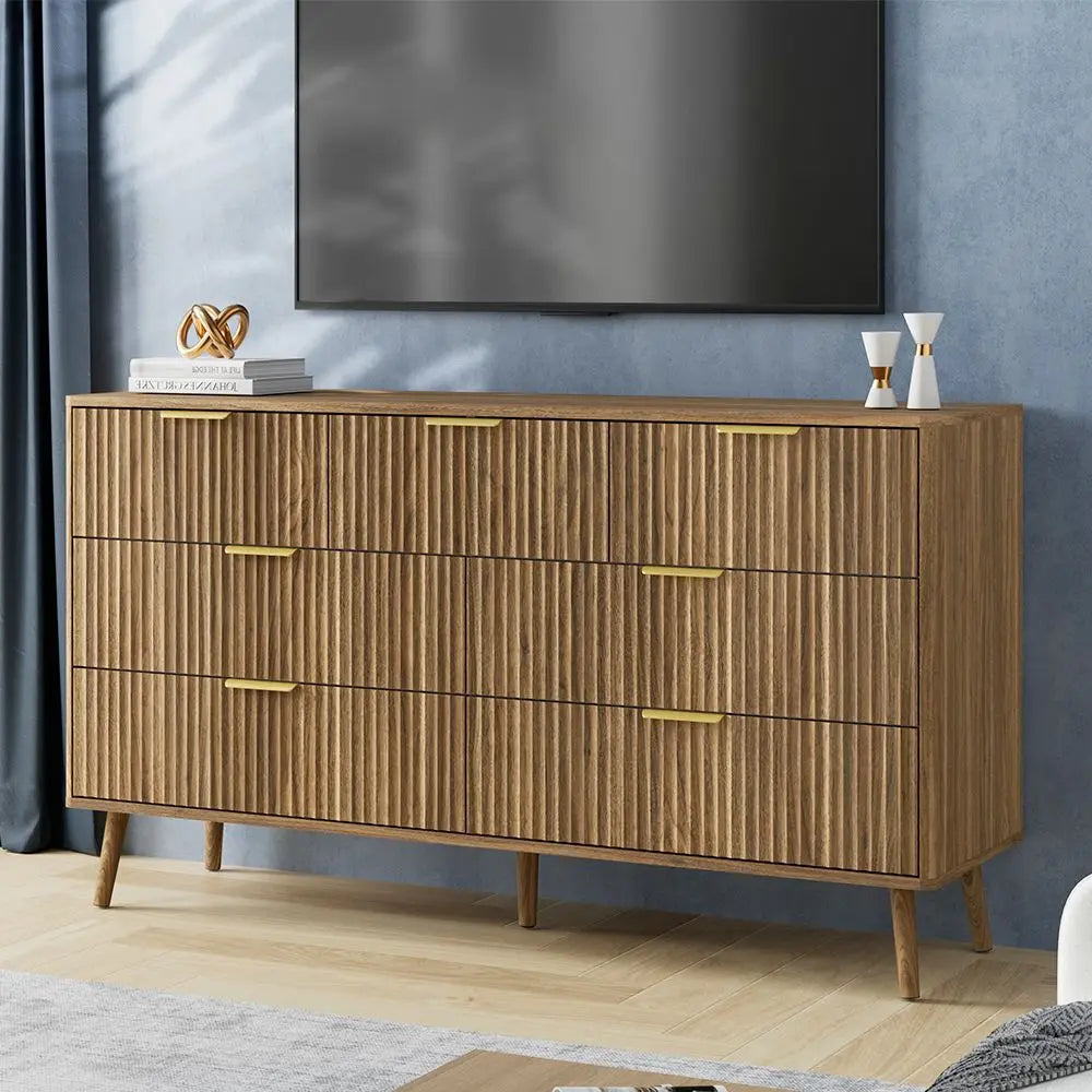Tapered Leg Fluted Seven-Drawer Dresser