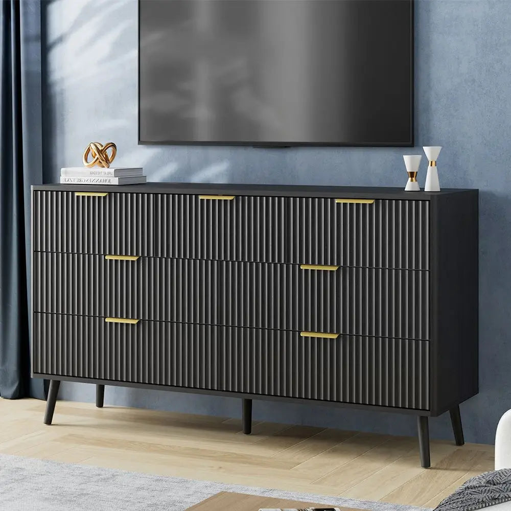 Tapered Leg Fluted Seven-Drawer Dresser