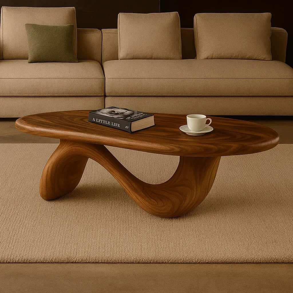 Wholesale Handmade Natural Wood Coffee Table Durable Japandi Wabi-Sabi Decor Organic Modern Live Edge