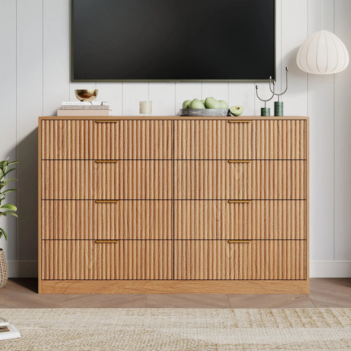 Plinth Fluted Eight-Drawer Dresser