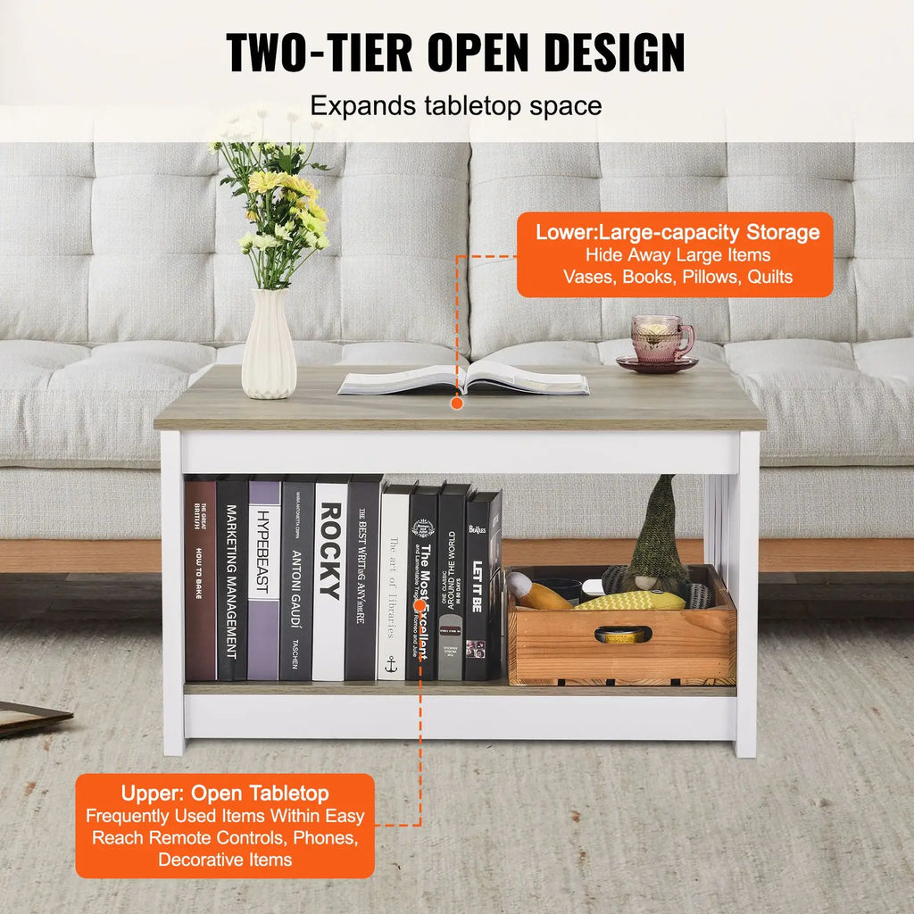 31.5\" Rustic Wooden Farmhouse Coffee Table with Open Storage Compartment Square Cocktail Side Table for Living Room